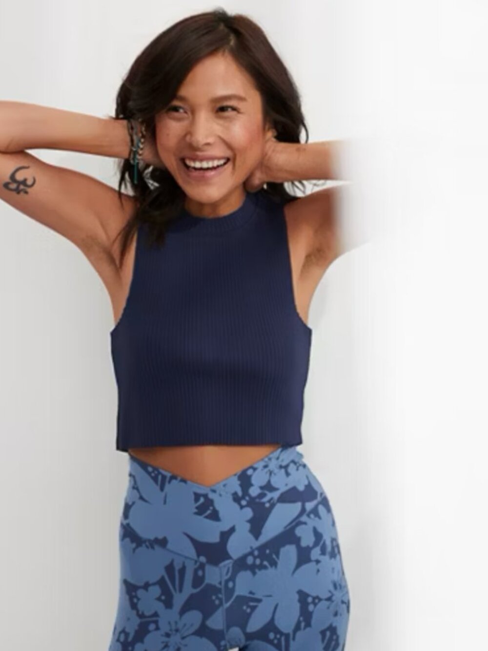 Aerie Navy Rebel Crop Tank Top S